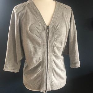 Athleta Gray Zippered Knit Cardigan Dolman Sleeves Women's SMALL